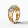 14K Yellow Gold Pavé Natural Diamonds Ribbed Dome Ring