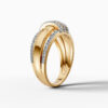 14K Yellow Gold Baguette & Round-Cut Natural Diamonds Bold Statement Ring