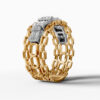 14K Yellow Gold Natural Diamonds Chain-Link Baguette Statement Ring