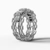 14K White Gold Natural Diamonds Chain-Link Baguette Statement Ring