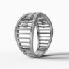14K White Gold Natural Diamonds Baguette Statement Ring