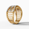 14K Yellow Gold Natural Diamonds Baguette Statement Ring