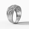 14K White Gold Natural Diamonds Baguette and Round-Cut Statement Ring