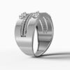 14K White Gold Natural Diamonds Baguette and Pavé Modern Statement Ring