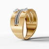 14K Yellow Gold Natural Diamonds Baguette and Pavé Modern Statement Ring