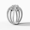 14K White Gold Natural Diamonds Twisted Leaf Baguette Ring