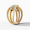 14K Yellow Gold Natural Diamonds Twisted Leaf Baguette Ring