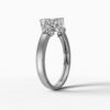 14K White Gold Natural Diamonds Open Leaf Baguette Ring