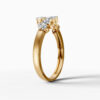 14K Yellow Gold Natural Diamonds Open Leaf Baguette Ring