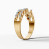 14K Yellow Gold Natural Diamonds Multi-Row Twisted Leaf Ring