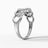 14K White Gold Natural Diamonds Oval Chain Link Ring