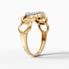 14K Yellow Gold Natural Diamonds Oval Chain Link Ring