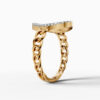 14K Yellow Gold Natural Diamonds Open Oval Chain Ring