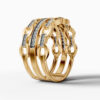 14K Yellow Gold Natural Diamonds Link Statement Ring