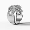 14K White Gold Natural Diamonds Intertwined Wave Ring