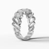 14K White Gold Natural Diamonds Braided Baguette Ring