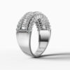14K White Gold Baguette & Round-Cut Natural Diamonds Ring