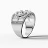 14K White Gold Natural Diamonds Interlocking Circles Statement Ring