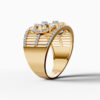 14K Yellow Gold Natural Diamonds Interlocking Circles Statement Ring