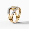 14K Yellow Gold Natural Diamonds Geometric Pavé Statement Ring