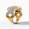 14K Yellow Gold Baguette & Round-Cut Natural Diamonds Double Loop Statement Ring