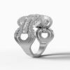 14K White Gold Baguette & Round-Cut Natural Diamonds Double Loop Statement Ring