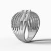 14K White Gold Natural Diamonds Criss-Cross Statement Ring