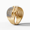 14K Yellow Gold Natural Diamonds Criss-Cross Statement Ring