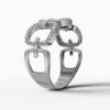 14K White Gold Round-Cut Natural Diamonds Link Statement Ring