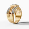 14K Yellow Gold Baguette & Round-Cut Natural Diamonds Bubble Statement Ring