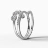 14K White Gold Round-Cut Natural Diamonds Wrap Statement Ring