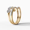14K Yellow Gold Round-Cut Natural Diamonds Wrap Statement Ring