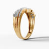 14K Yellow Gold and Natural Diamond Leaf Ring