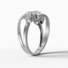 14K White Gold Baguette & Round-Cut Natural Diamonds Leaf Statement Ring