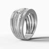 14K White Gold Natural Diamonds Baguette and Round-Cut Statement Ring