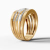 14K Yellow Gold Natural Diamonds Baguette and Round-Cut Statement Ring