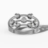 14K White Gold Baguette & Round Natural Diamonds Multi-Row Circle Ring