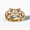 14K Yellow Gold Baguette & Round Natural Diamonds Multi-Row Circle Ring