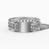 14K White Gold Round-Cut Natural Diamonds Chain Link Ring