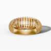 14K Yellow Gold Pavé Natural Diamonds Ribbed Dome Ring