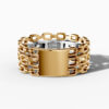 14K Yellow Gold Natural Diamonds Chain-Link Baguette Statement Ring