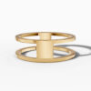 14K Yellow Gold Baguette & Round-Cut Natural Diamonds Minimalist Ring