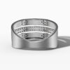 14K White Gold Natural Diamonds Baguette and Pavé Modern Statement Ring