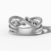 14K White Gold Natural Diamonds Twisted Leaf Baguette Ring