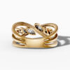 14K Yellow Gold Natural Diamonds Twisted Leaf Baguette Ring