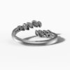 14K White Gold Natural Diamonds Open Leaf Baguette Ring
