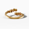 14K Yellow Gold Natural Diamonds Open Leaf Baguette Ring