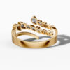 14K Yellow Gold Natural Diamonds Multi-Row Twisted Leaf Ring