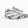 14K White Gold Natural Diamonds Multi-Row Twisted Leaf Ring