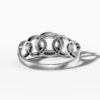 14K White Gold Natural Diamonds Oval Chain Link Ring